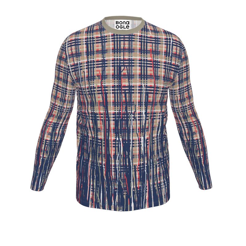 LS T-Shirt in Dripping Plaid Blue