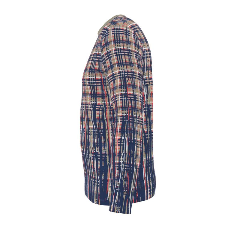 LS T-Shirt in Dripping Plaid Blue