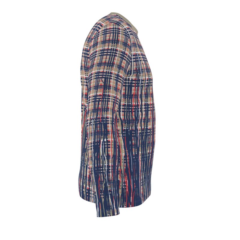 LS T-Shirt in Dripping Plaid Blue