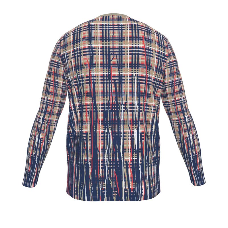 LS T-Shirt in Dripping Plaid Blue