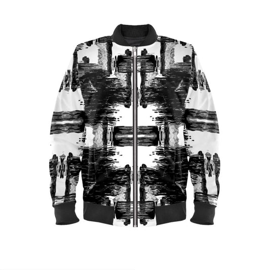 Bomber Jacket in ikat drips monochrome