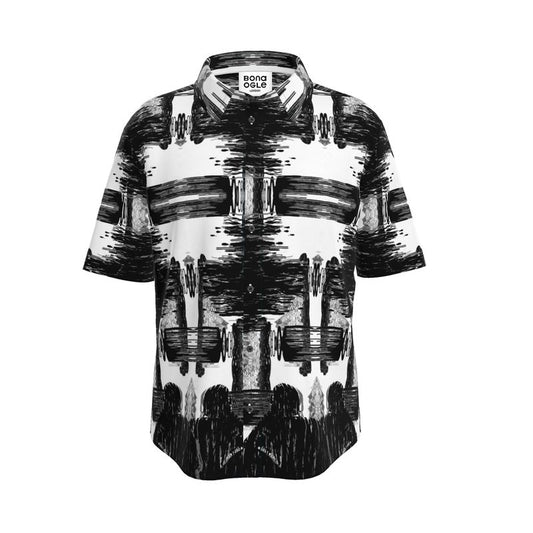 Short Sleeve Shirt in ikat drips monochrome