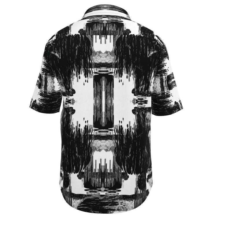 Short Sleeve Shirt in ikat drips monochrome