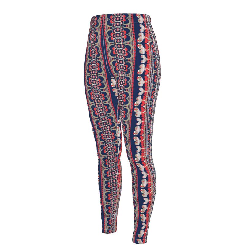 High Waisted Leggings in Bona Bones Blue