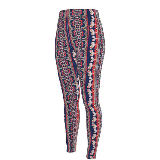High Waisted Leggings in Bona Bones Blue
