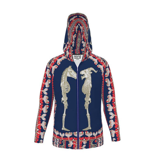 Hoodie jacket with Zip in Bona Bones Blue