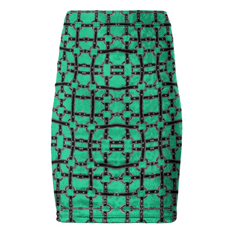 Pencil Skirt in horseman  teal green