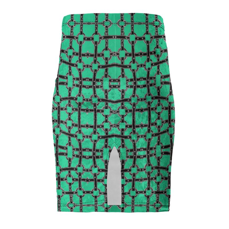 Pencil Skirt in horseman  teal green