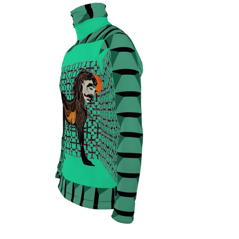 Slim Fit Roll Neck in horseman  teal green