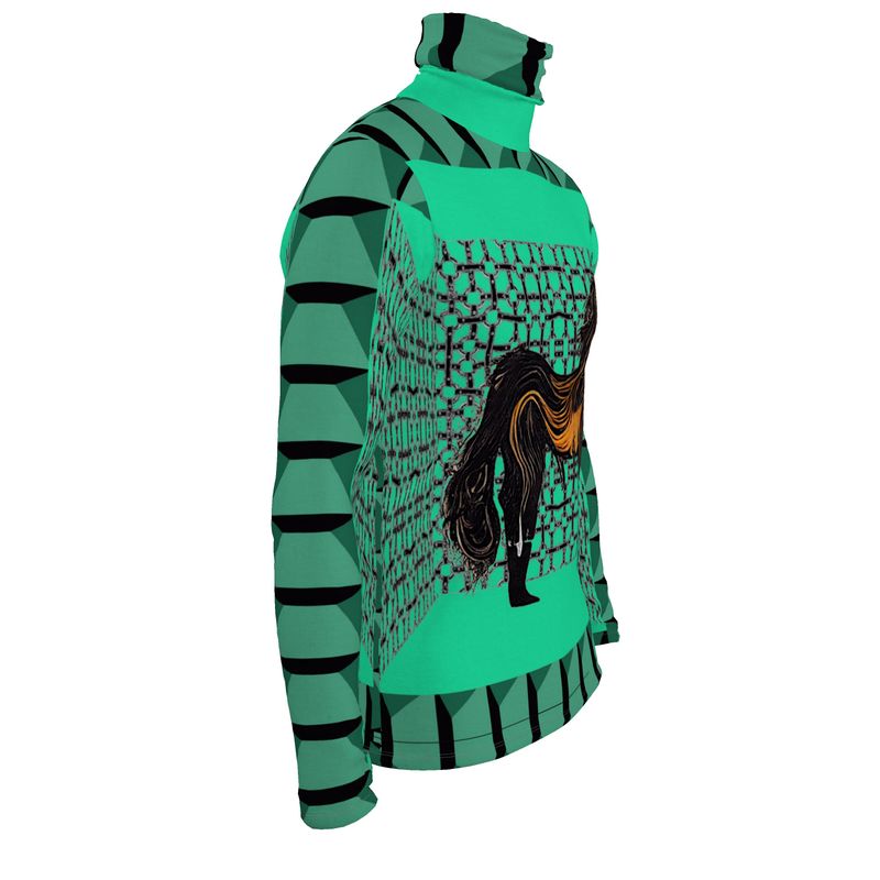 Slim Fit Roll Neck in horseman  teal green