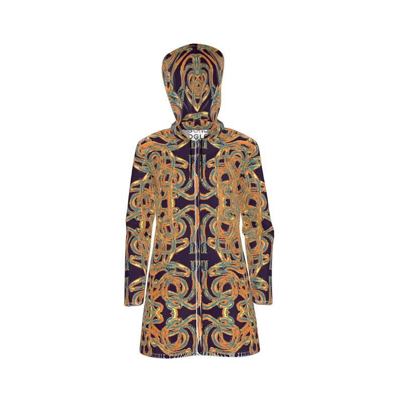 Womens Cut Hooded Rain Mac in Electric Multi 1