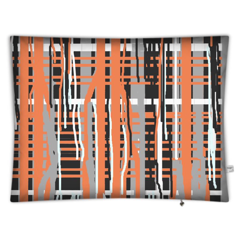 Floor cushion Dripping Plaid Gray Coral