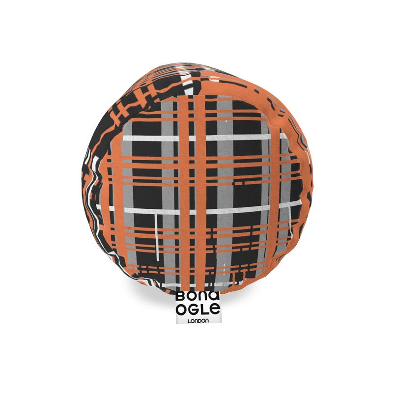 Big Bolster Cushion in Dripping Plaid Gray Coral