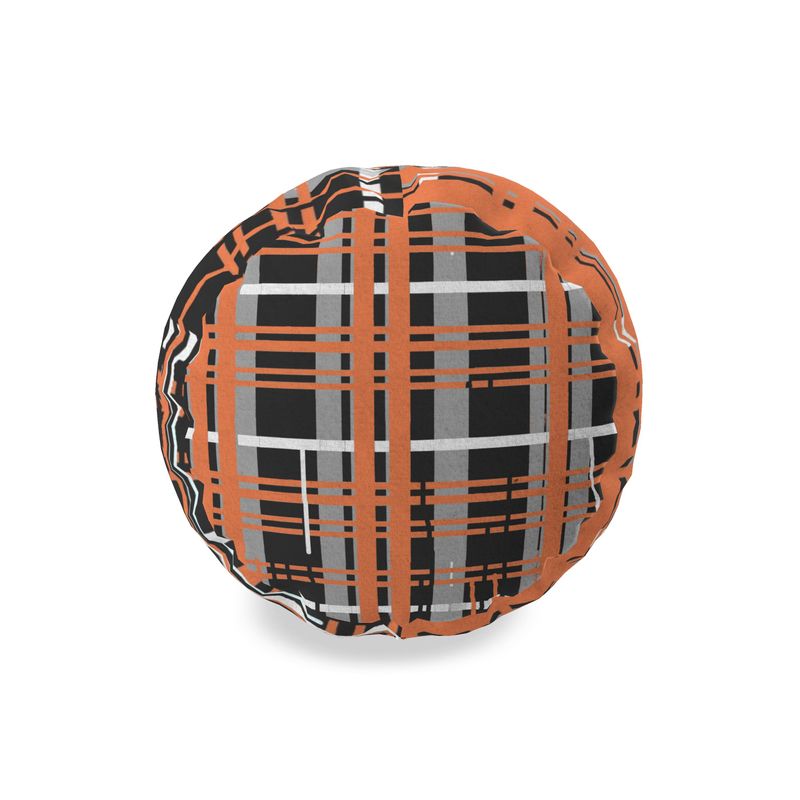 Big Bolster Cushion in Dripping Plaid Gray Coral