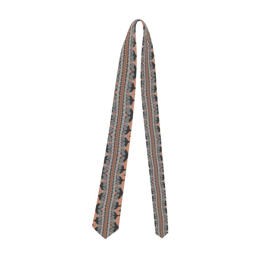 Handmade Silk Tie in Bona Bones Gray Coral