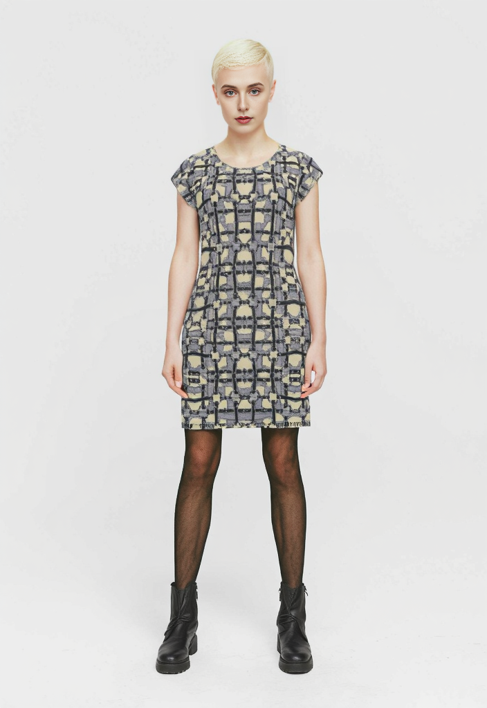 Tunic T Shirt Dress in  Harness Gray Beige
