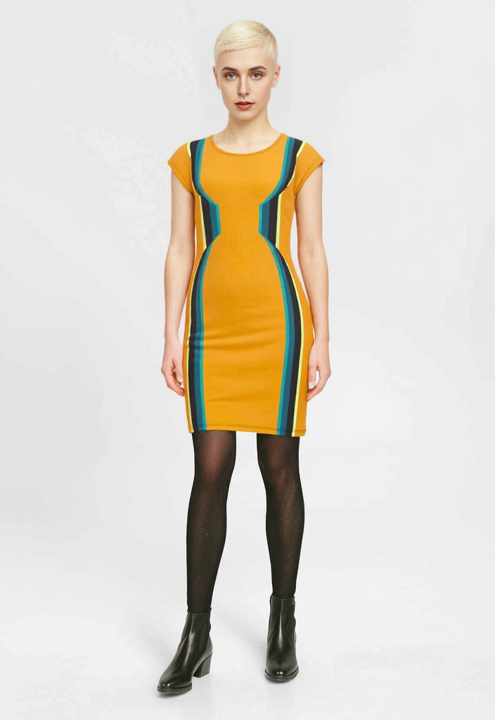 Tunic T Shirt Dress in 3D Hourglass Orange