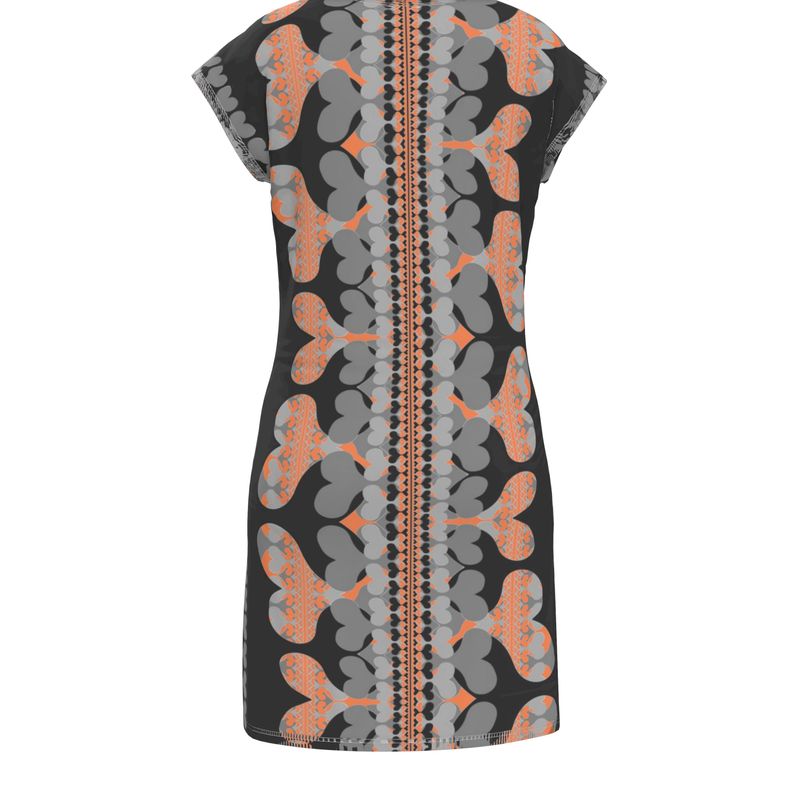 Tunic T Shirt Dress in Bona Bones Gray Coral