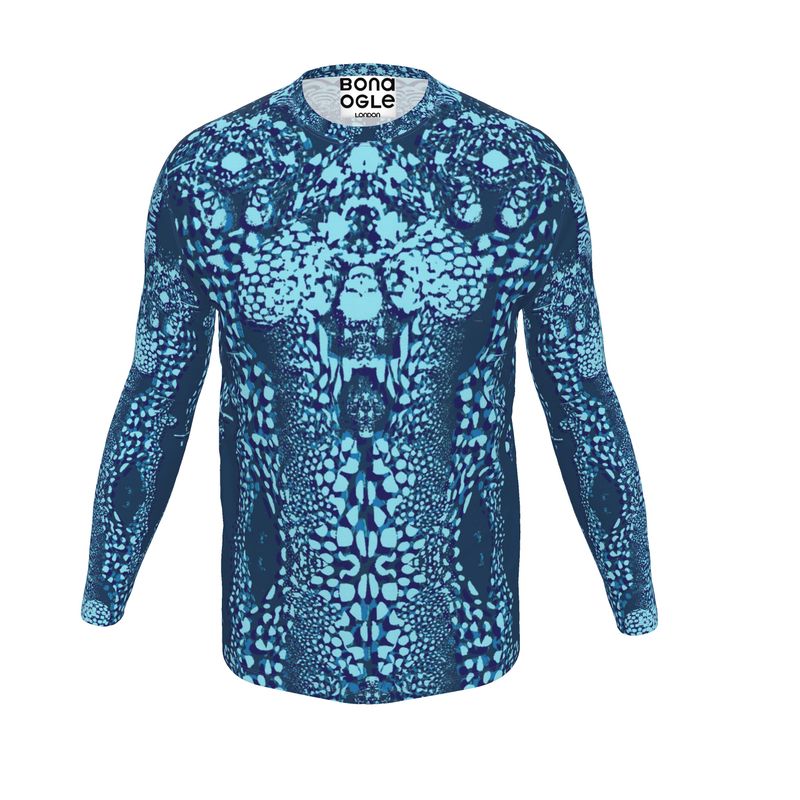 Mens T-Shirt LS in cuttlefish turquoise