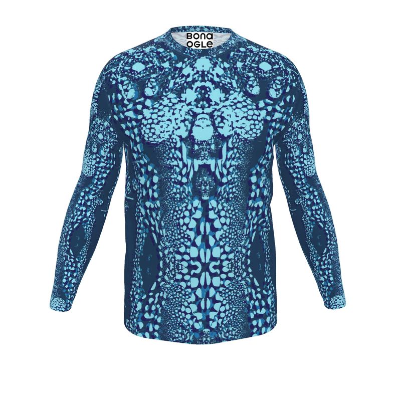 Mens T-Shirt LS in cuttlefish turquoise