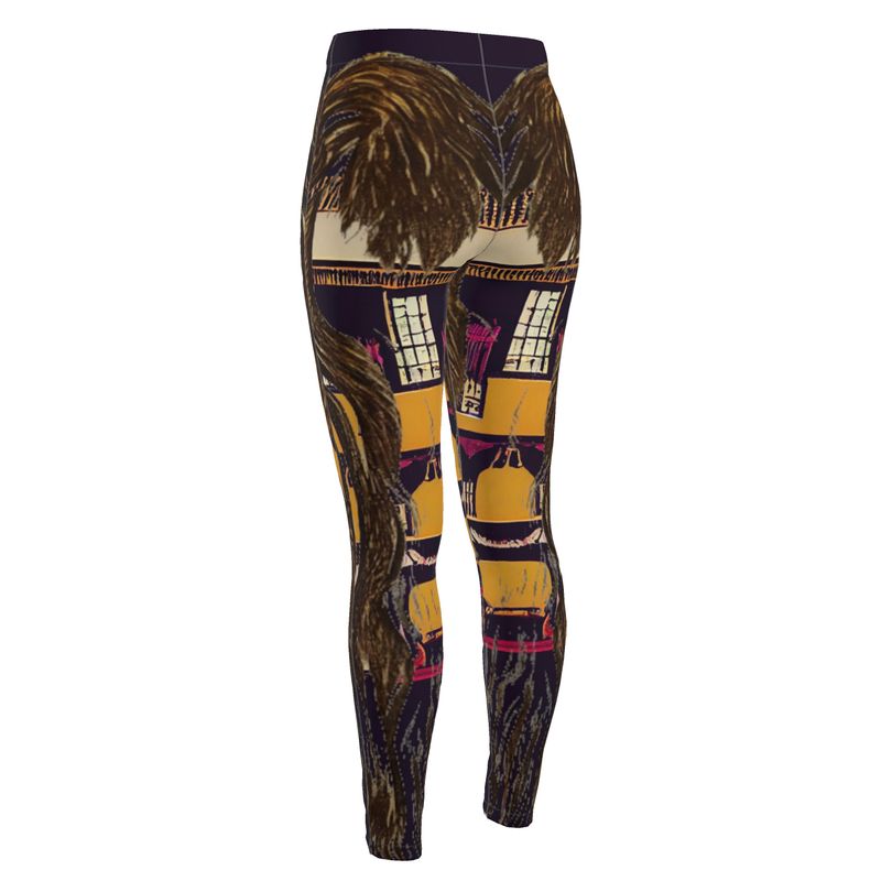 High Waisted Leggings in horse house head multi