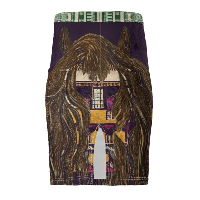 Pencil Skirt in horse house head multi