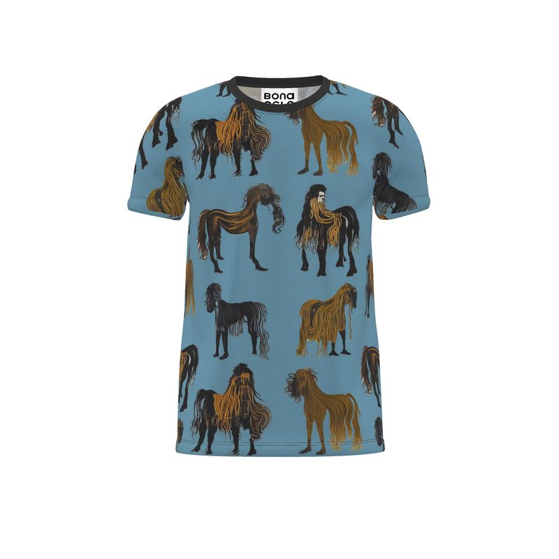 All Over Print T-shirt in hairy horses air force blue