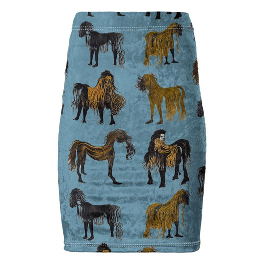 Pencil Skirt in hairy horse air forcer blue