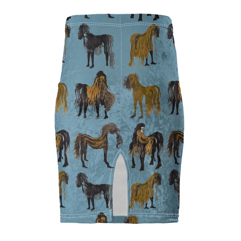 Pencil Skirt in hairy horse air forcer blue