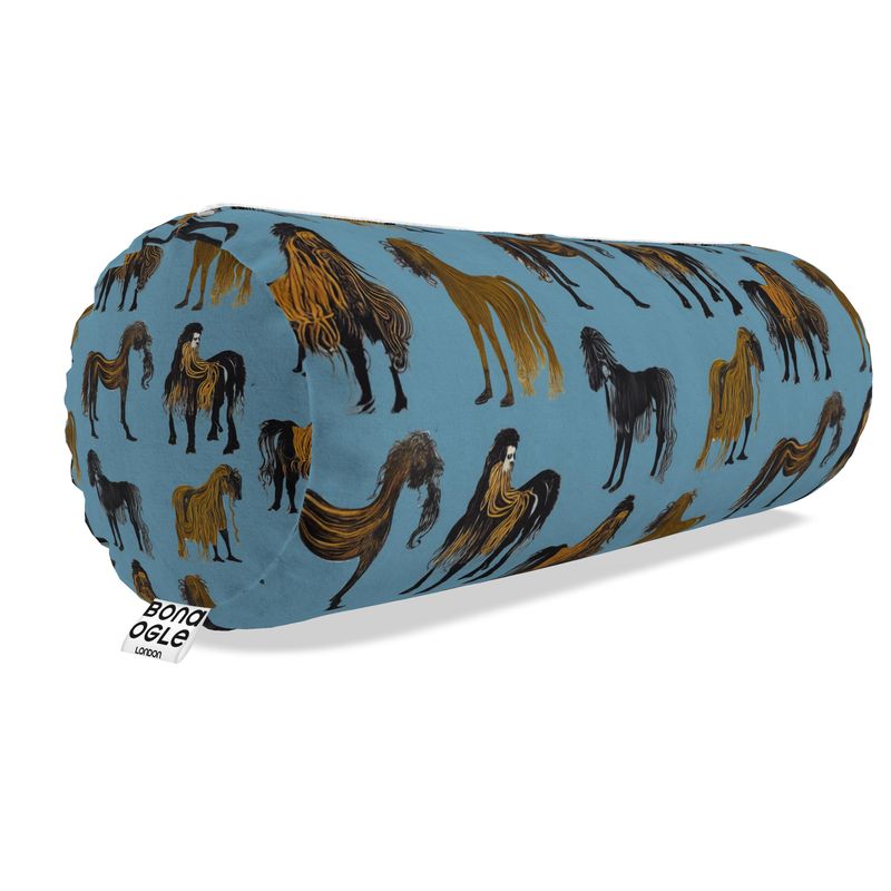 Big Bolster Cushion in Hairy  Horses Air Force Blu