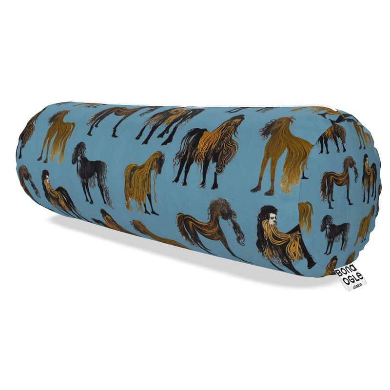Big Bolster Cushion in Hairy  Horses Air Force Blu