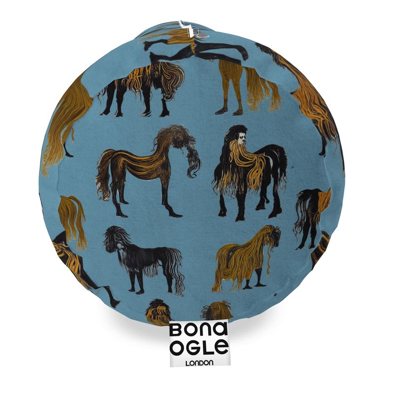 Big Bolster Cushion in Hairy  Horses Air Force Blu
