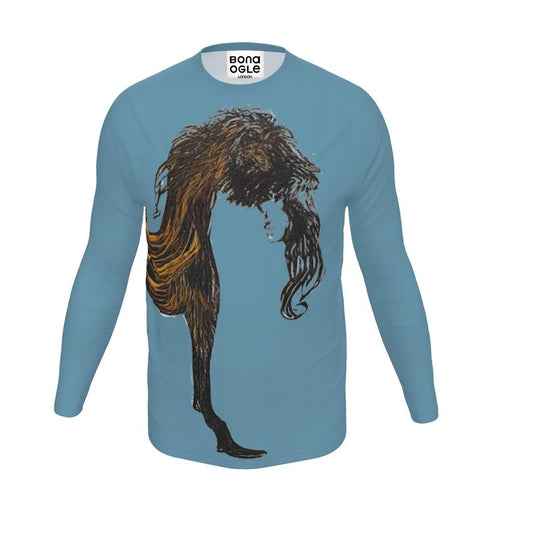 Mens T-Shirt  LS 2 in hairy horse air force blue