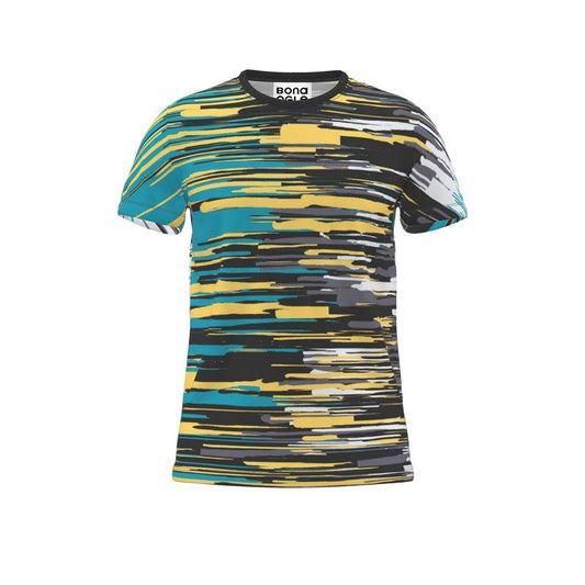 All Over Print T Shirt in paint storm mustard, moonstone...