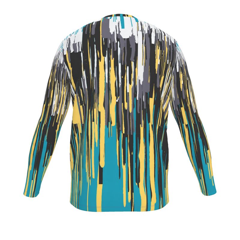 Mens T-Shirt LS in paint storm 2 mustard, moonstone...