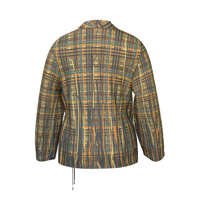 Wrap Blazer in paint storm mustard, moonstone, grey and raisin