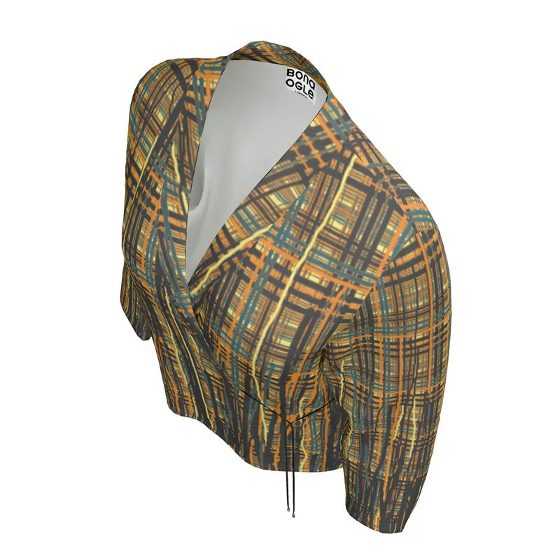 Wrap Blazer in paint storm mustard, moonstone, grey and raisin