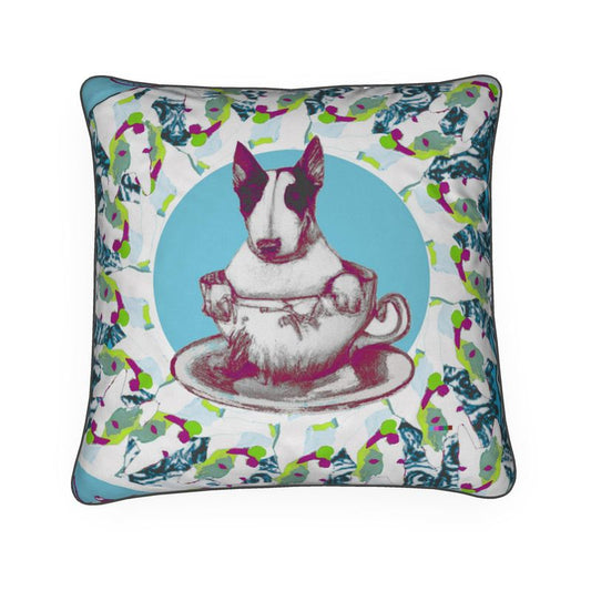 Cushions in teacup bull terrier turquoise