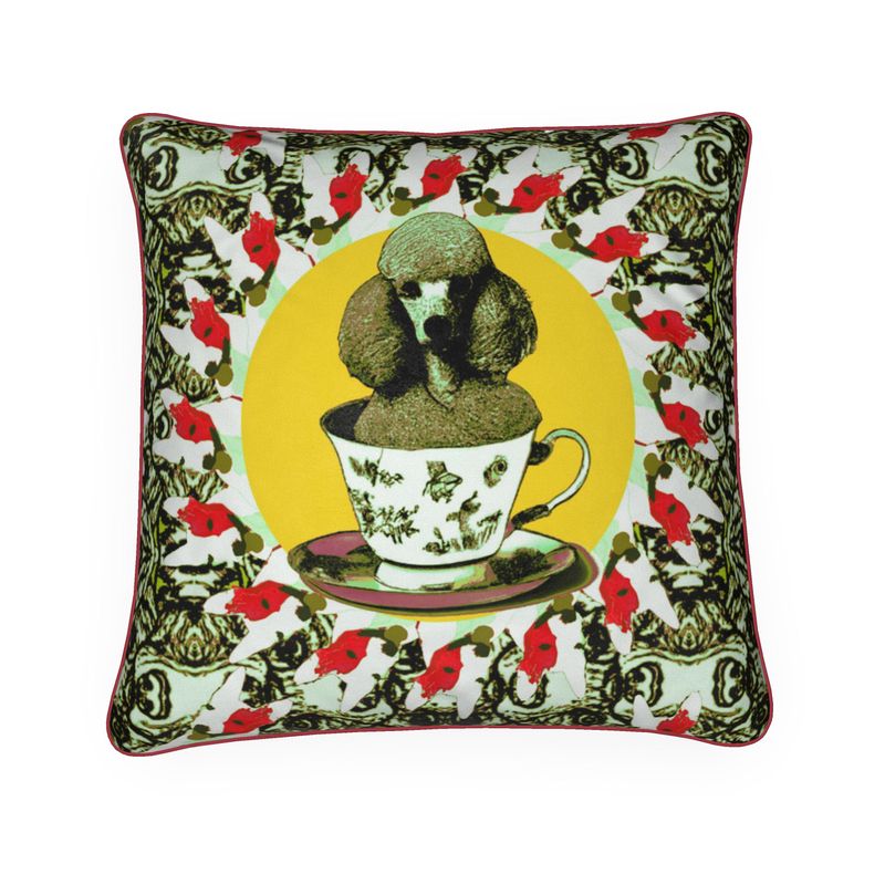 Cushions in mad dog teacup poodles yellow pink