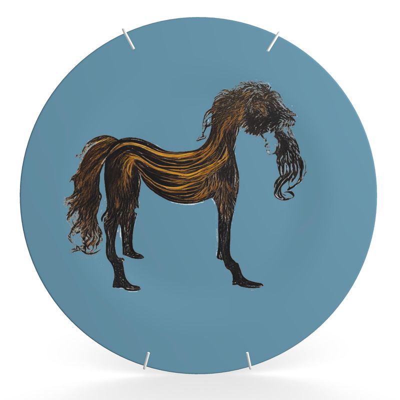 Decorative Plate in hairy horses 1 air force blu