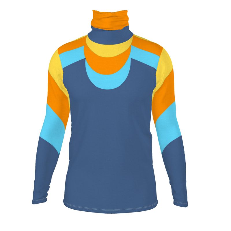 Slim Fit Roll Neck in 3D vivid sky