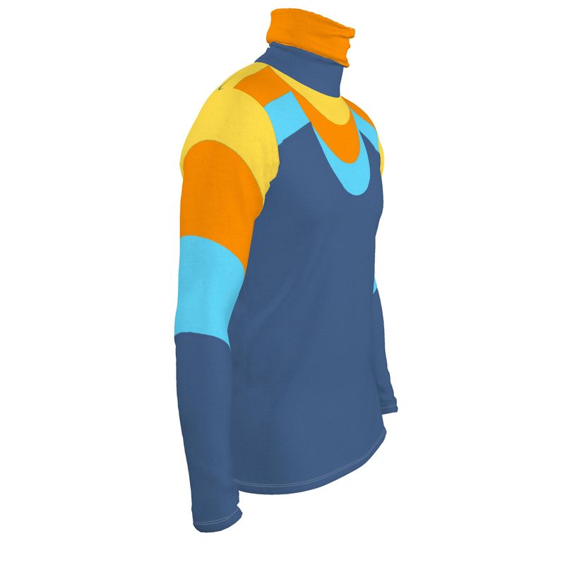 Slim Fit Roll Neck in 3D vivid sky
