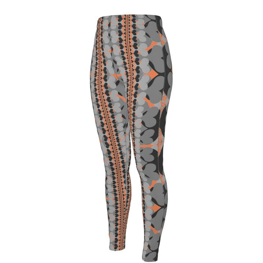 High Waisted Leggings in Bona Bones Gray Coral