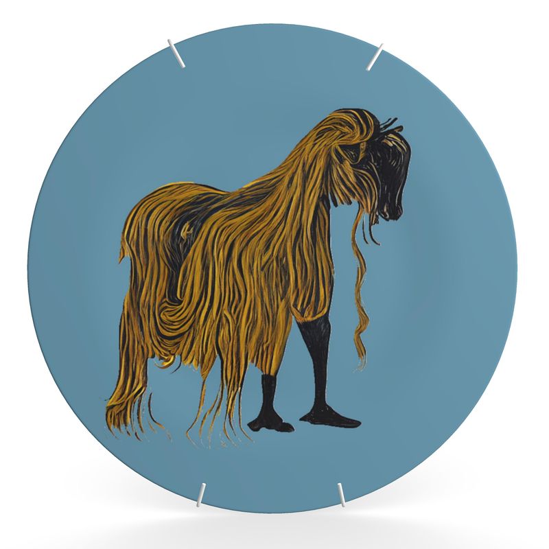Decorative Plate in hairy horse 3 air force blu