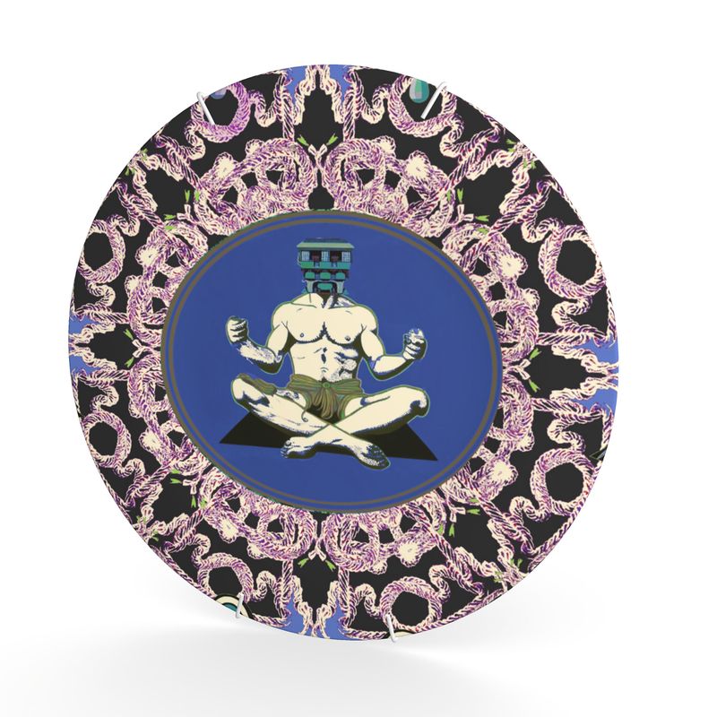 Decorative Plate in creatures yoga house head violet