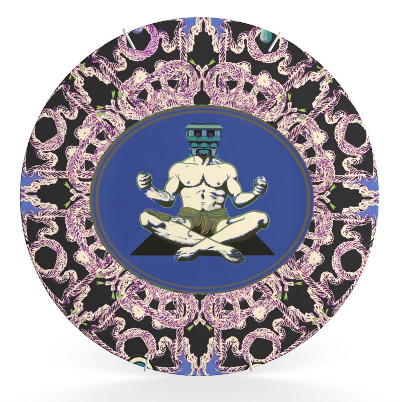 Decorative Plate in creatures yoga house head violet