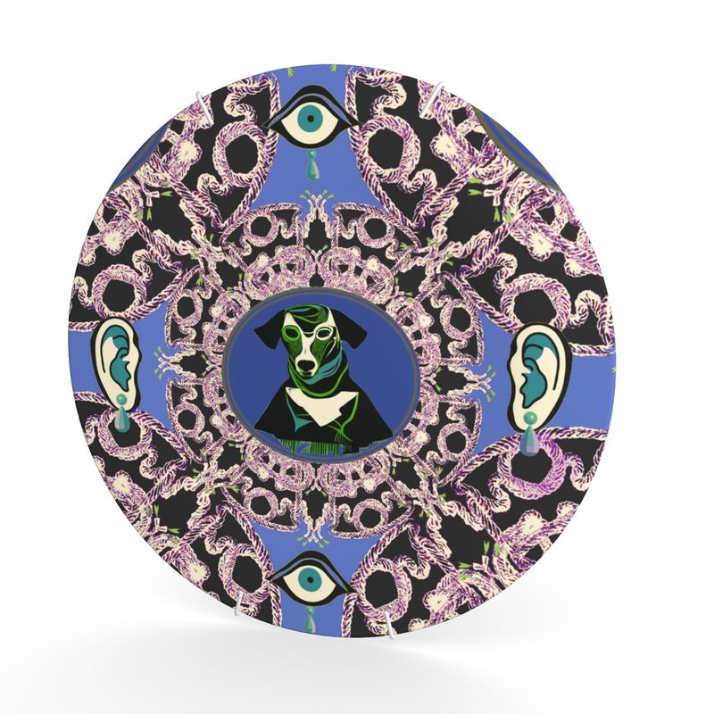 Decorative Plate in crerature dog man violet