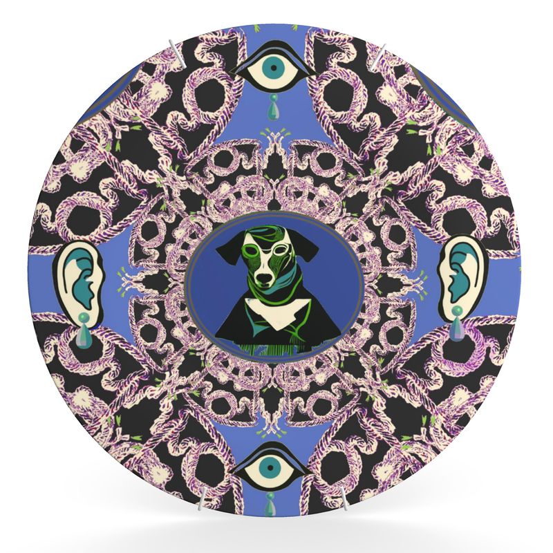 Decorative Plate in crerature dog man violet