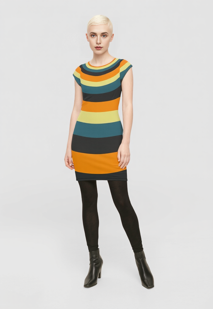 Tunic T-Shirt Dress in Circles Orange