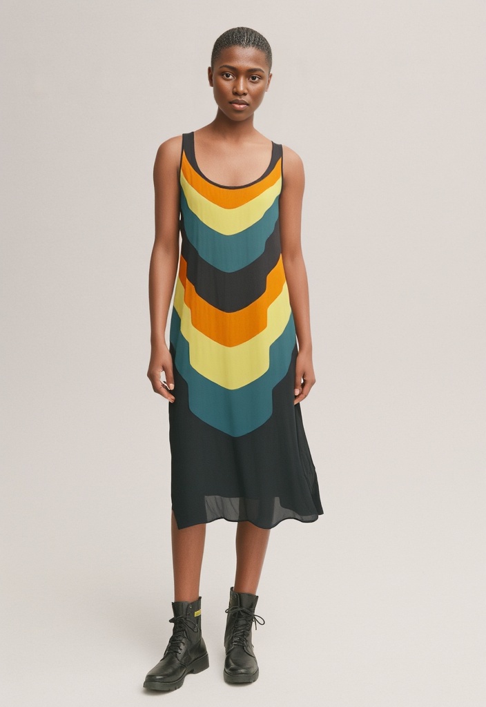 Sleeveless Midi Dress in drape orange